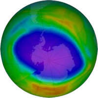 Visualization of the ozone hole over the South Pole