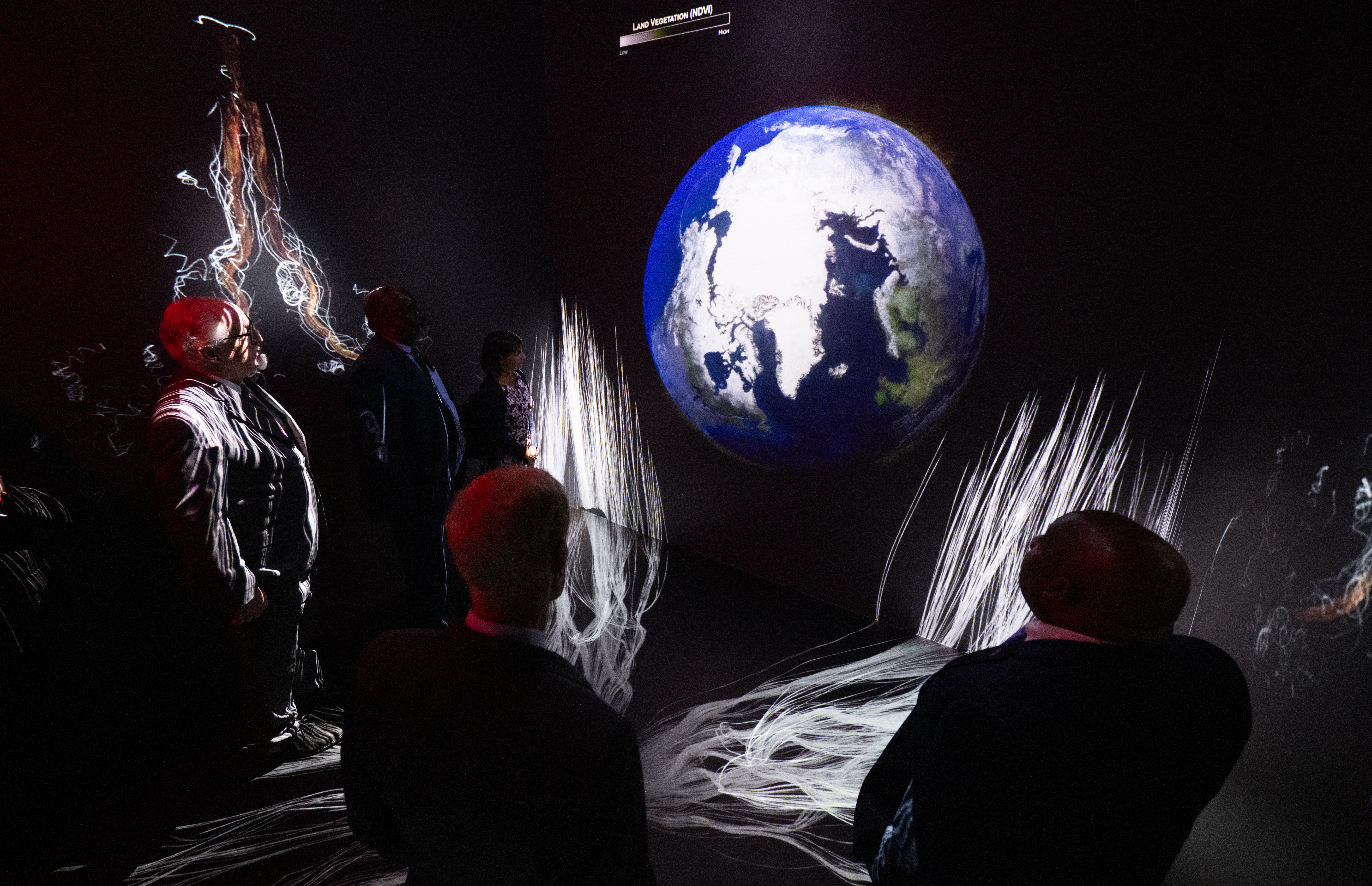 In person displays of Earth generated with the help of NASA's satellite imagery.