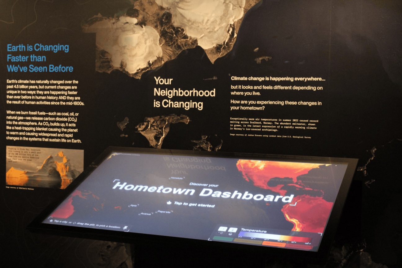 NASA's Hometown Dashboard on display, ready for visitors.